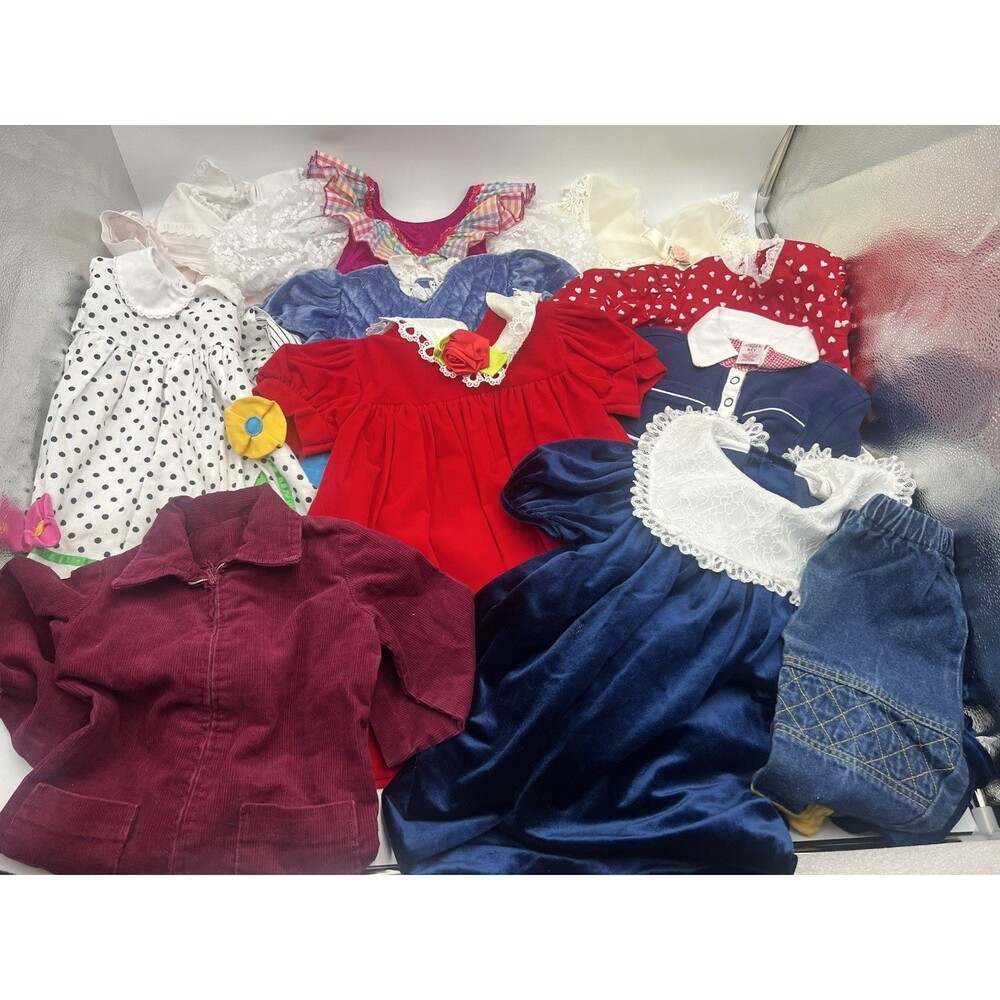Vintage 90’s Lot of 11 girls 18M-4T dresses jumpsuit pants Nannette Made in USA